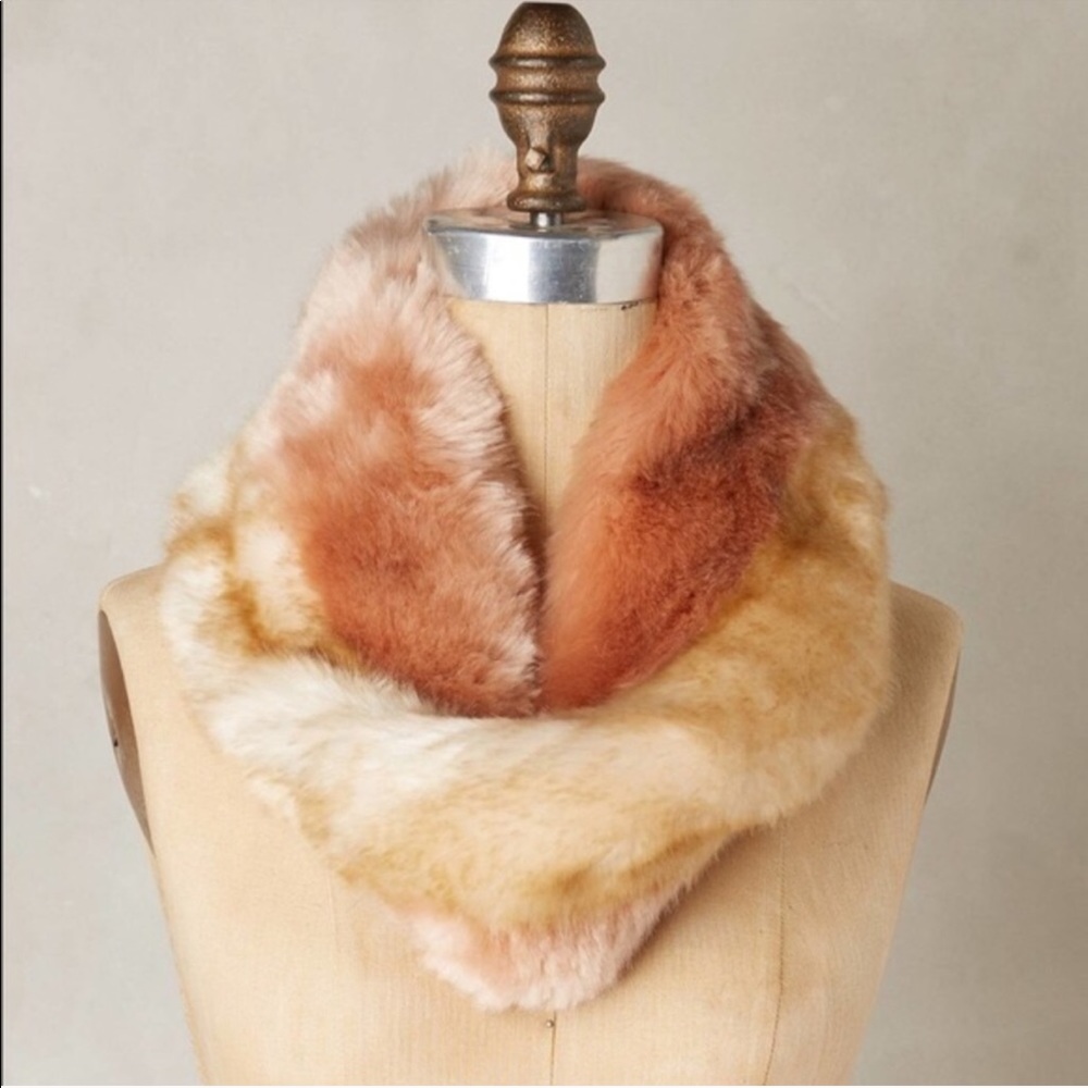 Anthropologie Fur Colorblock Cowl Marta Scarf